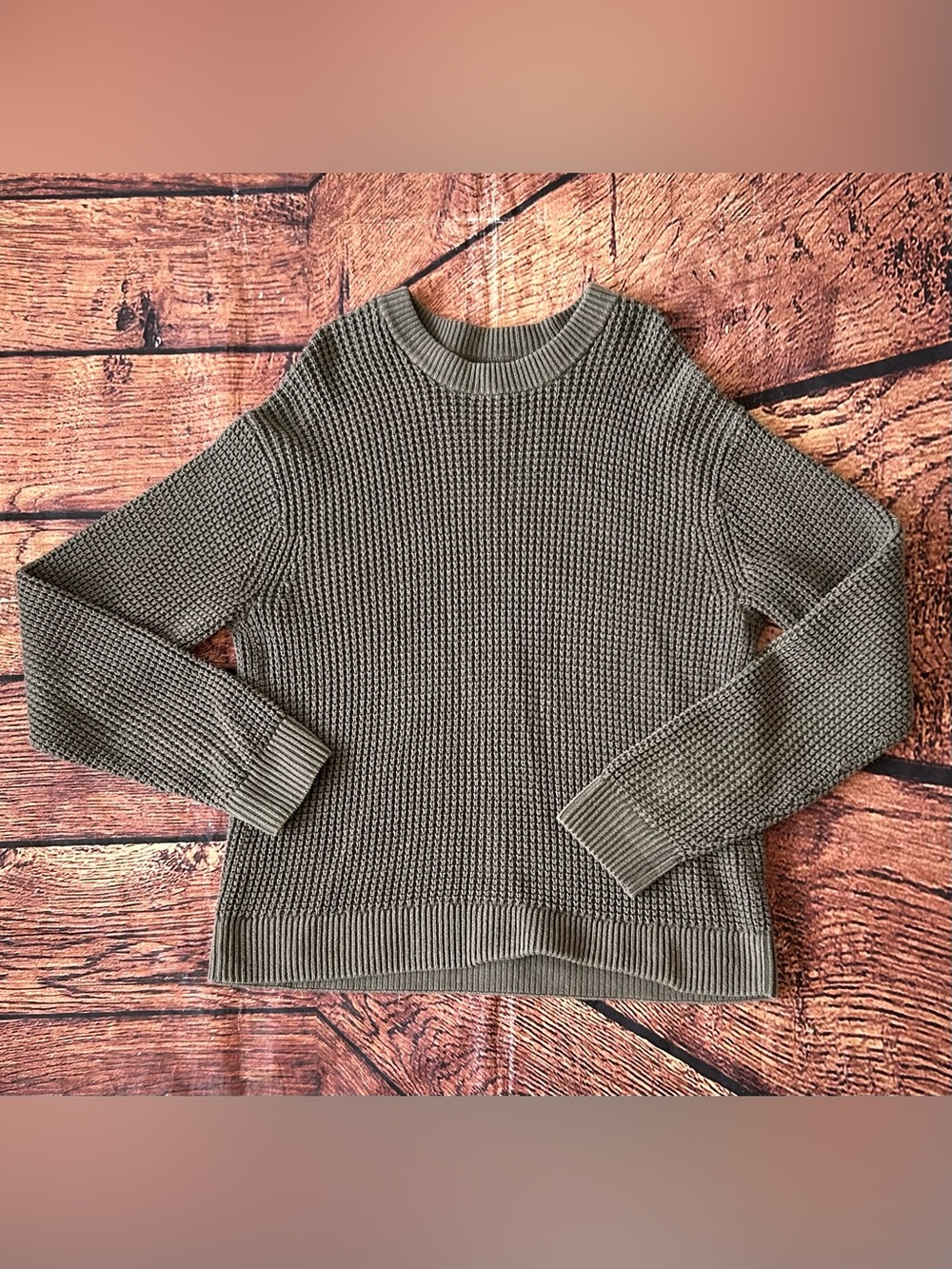 Abercrombie Fitch Textural Waffle Knit Crewneck Sweater Mens Size Small
